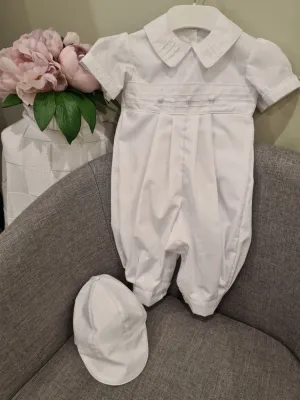 Christening - Leo White Cotton Romper