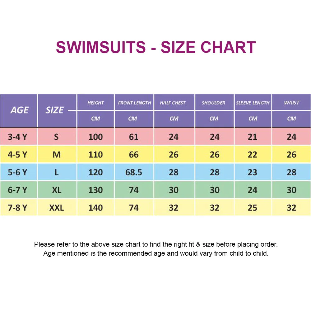 Knee Length Dive Navy & Orange Printed Kids Swimwear In Upf 50  Fabric