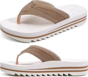 ONCAI Men's Flip Flops with Arch Support Orthotic Cushion Recovery Walking Slide Sandals for Men with Platform Summer Comfortable Soft Rubber Soles??US Size 7-15??