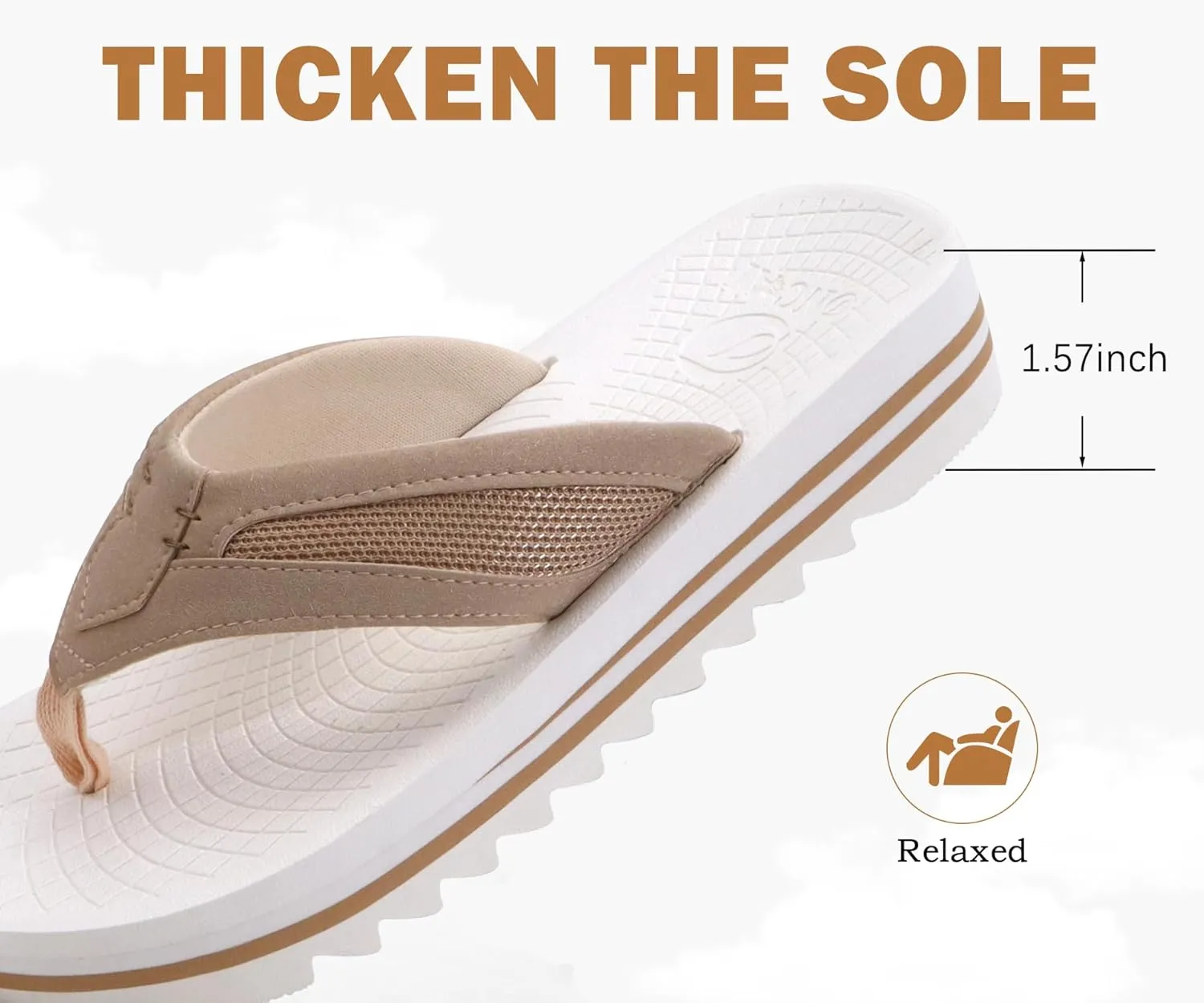 ONCAI Men's Flip Flops with Arch Support Orthotic Cushion Recovery Walking Slide Sandals for Men with Platform Summer Comfortable Soft Rubber Soles??US Size 7-15??