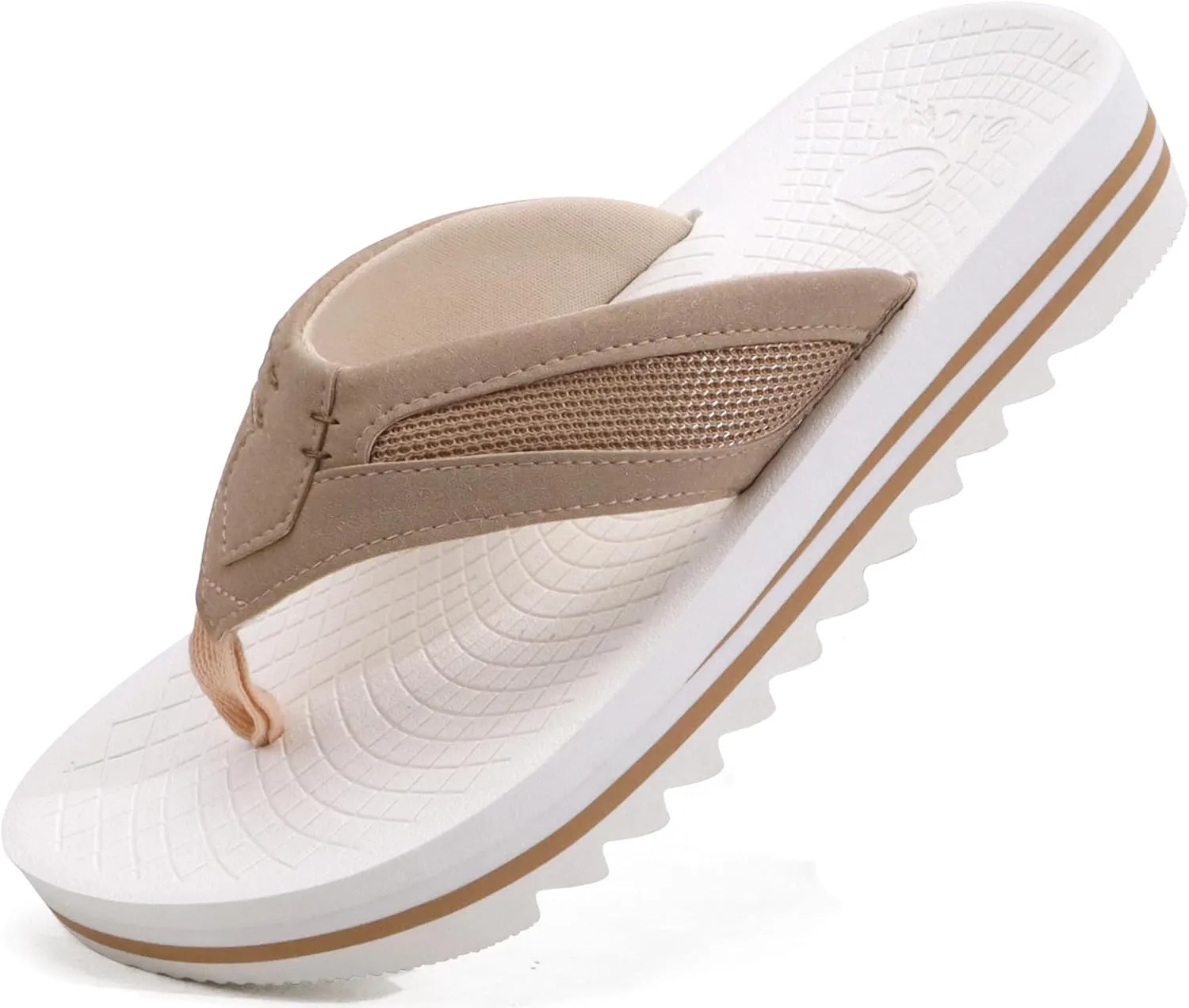 ONCAI Men's Flip Flops with Arch Support Orthotic Cushion Recovery Walking Slide Sandals for Men with Platform Summer Comfortable Soft Rubber Soles??US Size 7-15??