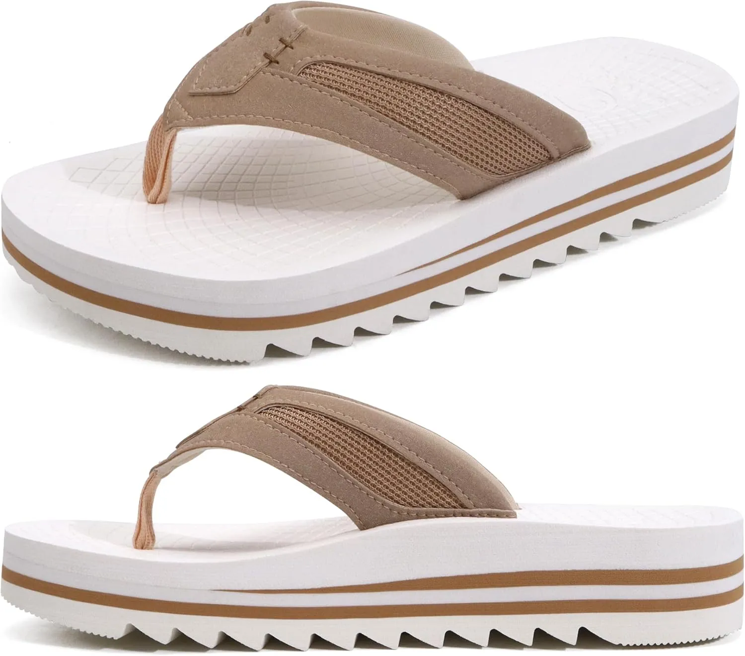 ONCAI Men's Flip Flops with Arch Support Orthotic Cushion Recovery Walking Slide Sandals for Men with Platform Summer Comfortable Soft Rubber Soles??US Size 7-15??