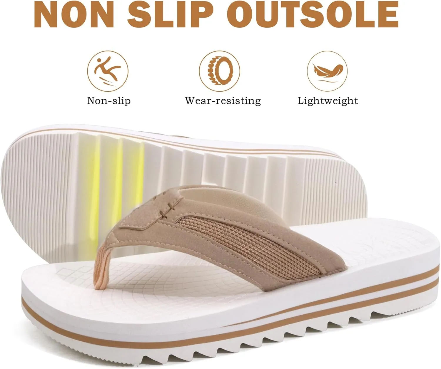 ONCAI Men's Flip Flops with Arch Support Orthotic Cushion Recovery Walking Slide Sandals for Men with Platform Summer Comfortable Soft Rubber Soles??US Size 7-15??
