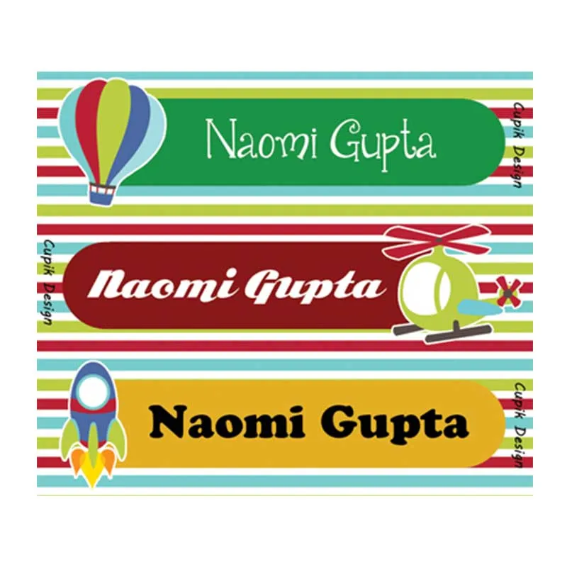 Personalised Air Balloon Waterproof Stickers - Rectangular
