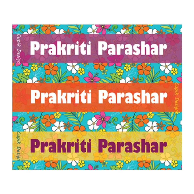 Personalised Blue Floral Waterproof Stickers - Rectangular