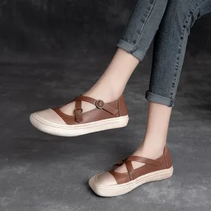 Square Toe Cross Belt Casual Shoes