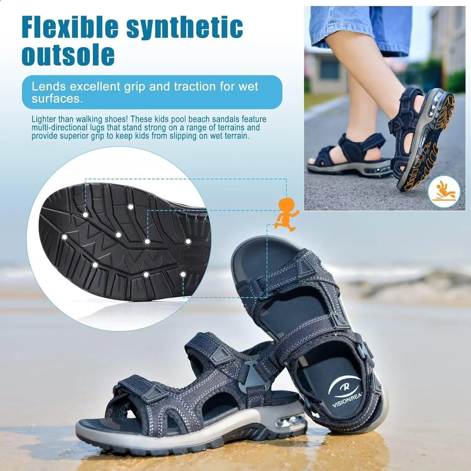 visionreast Boys Sandals Camouflage Print Kids Fashion Sport Sandals Outdoor Sandal Athletic Casual Sandals Beach Shoes